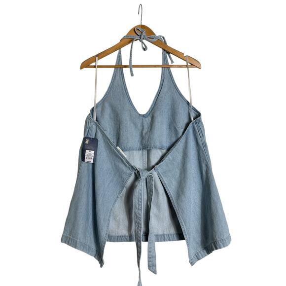 Universal Thread Women’s Halter Denim Tank Top Light Wash Chambray NWT Size XL - Picture 4 of 7